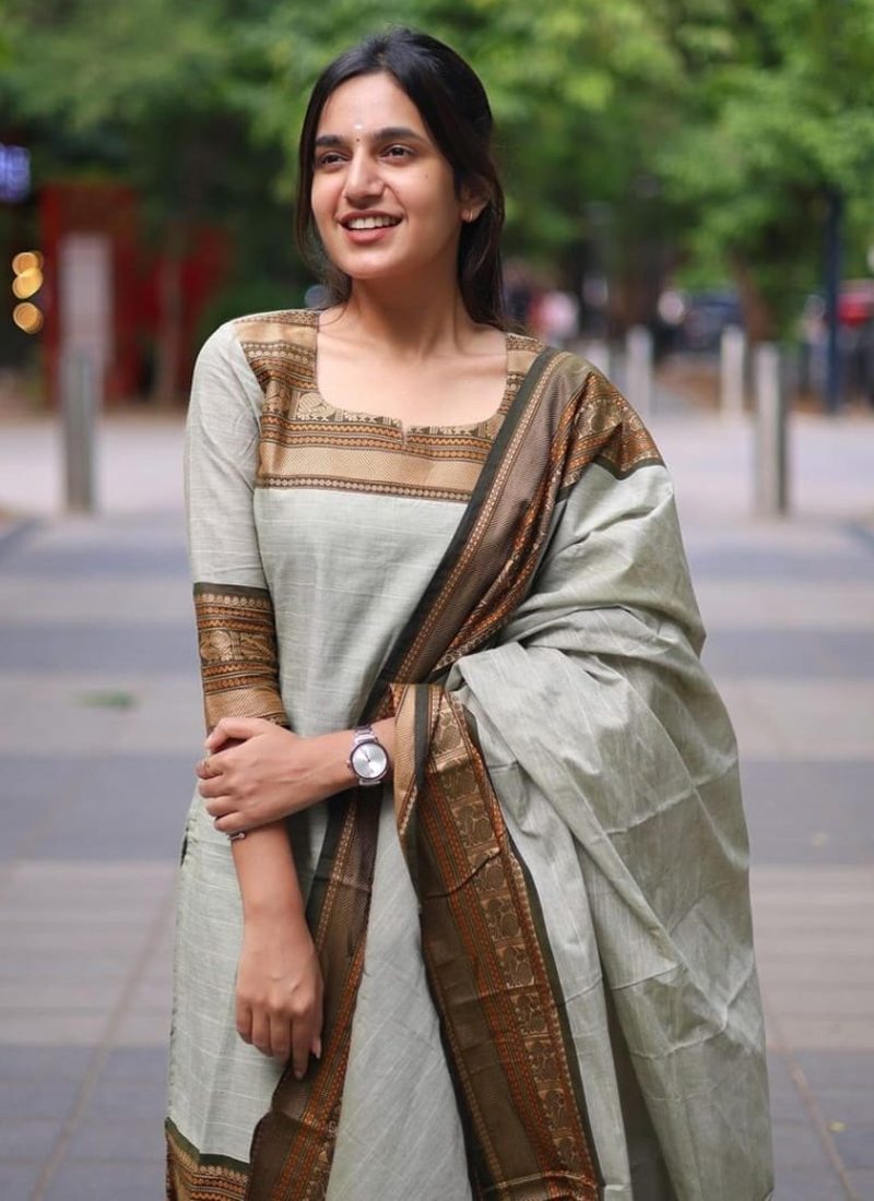 Timeless Elegance: Kanchi Cotton Suit Set with Dupatta & Accessory